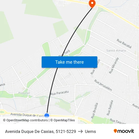 Avenida Duque De Caxias, 5121-5229 to Uems map
