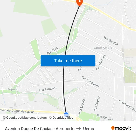 Avenida Duque De Caxias - Aeroporto to Uems map