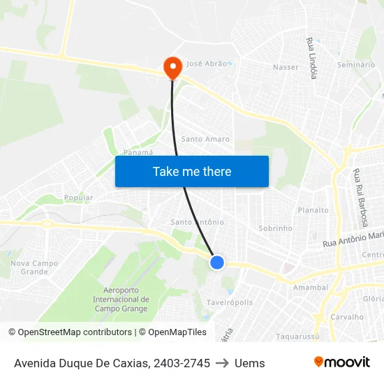 Avenida Duque De Caxias, 2403-2745 to Uems map