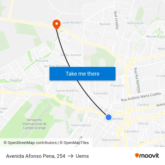 Avenida Afonso Pena, 254 to Uems map