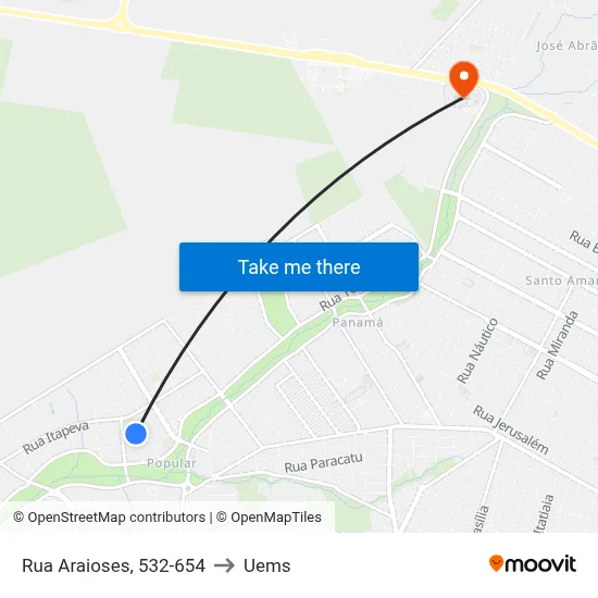 Rua Araioses, 532-654 to Uems map