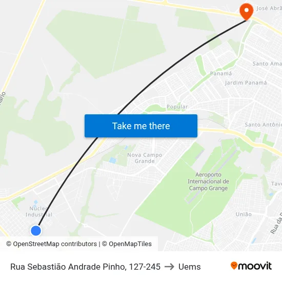 Rua Sebastião Andrade Pinho, 127-245 to Uems map
