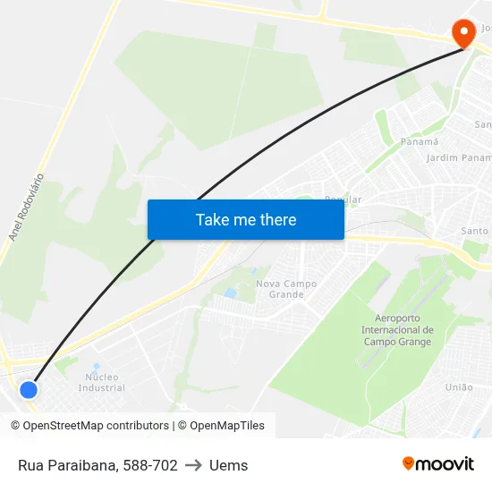Rua Paraibana, 588-702 to Uems map