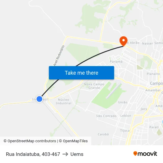 Rua Indaiatuba, 403-467 to Uems map