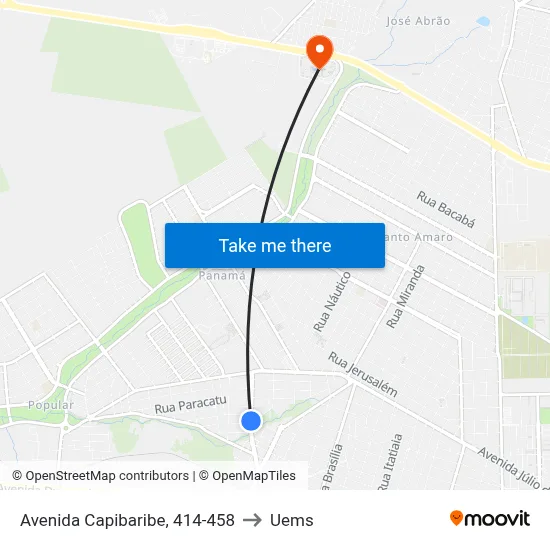 Avenida Capibaribe, 414-458 to Uems map