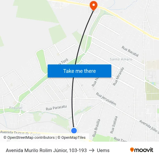 Avenida Murilo Rolim Júnior, 103-193 to Uems map