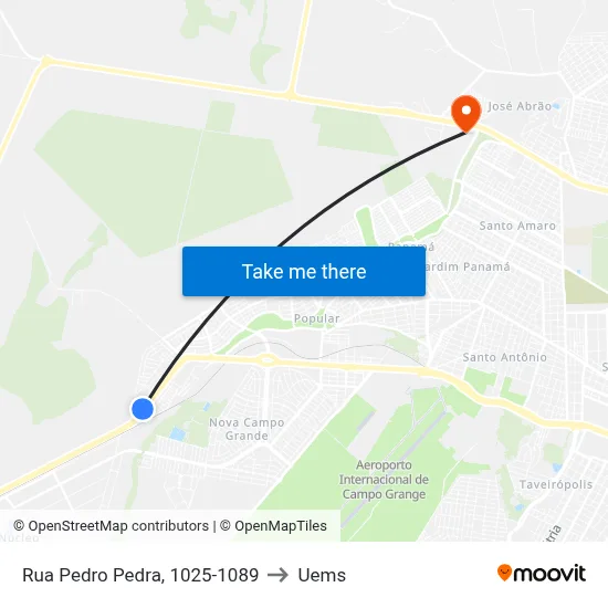 Rua Pedro Pedra, 1025-1089 to Uems map