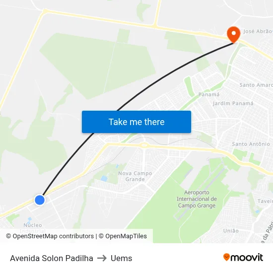 Avenida Solon Padilha to Uems map