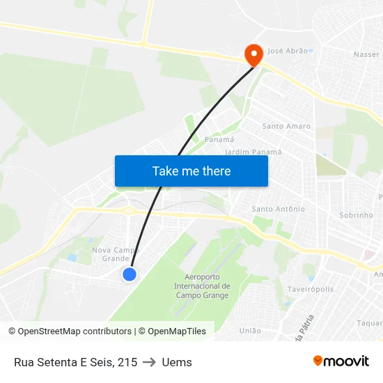Rua Setenta E Seis, 215 to Uems map