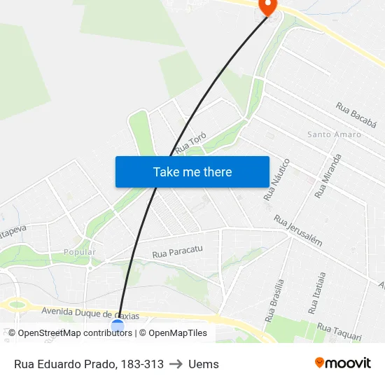 Rua Eduardo Prado, 183-313 to Uems map