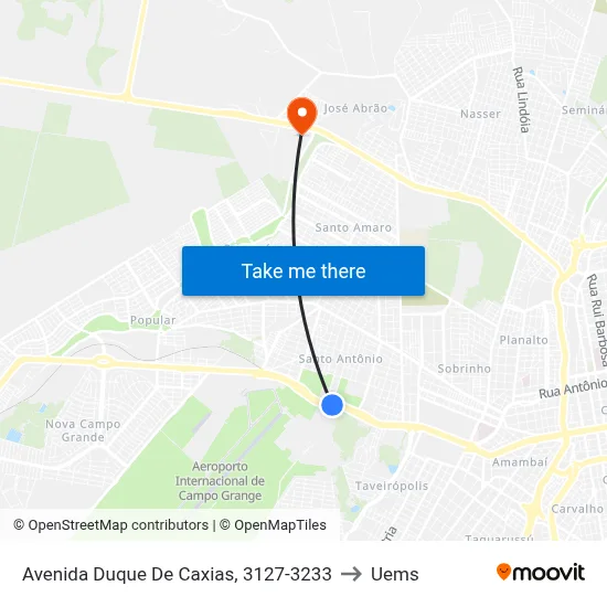 Avenida Duque De Caxias, 3127-3233 to Uems map