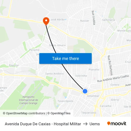 Avenida Duque De Caxias - Hospital Militar to Uems map