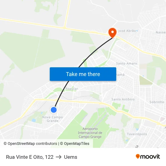 Rua Vinte E Oito, 122 to Uems map