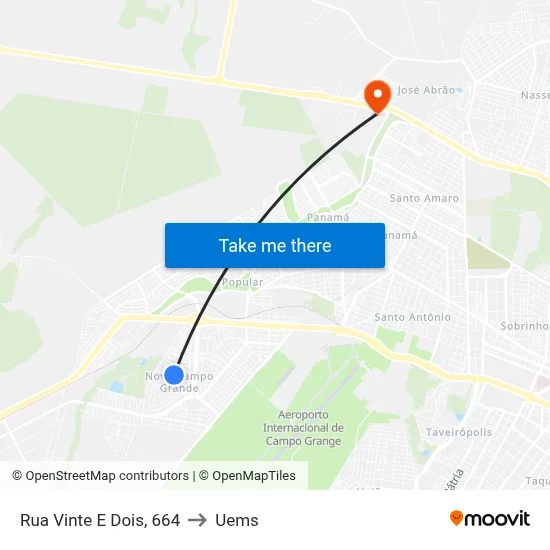 Rua Vinte E Dois, 664 to Uems map