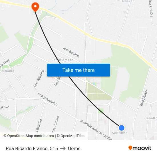 Rua Ricardo Franco, 515 to Uems map