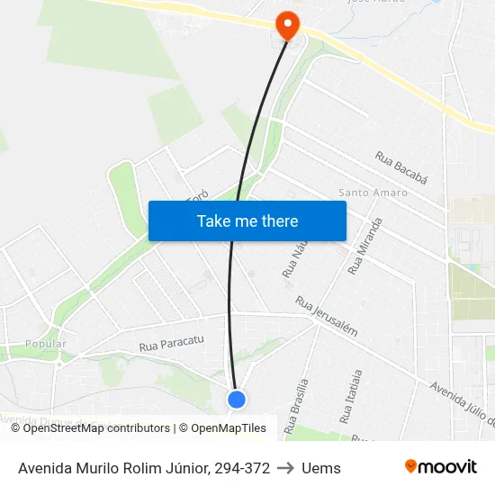 Avenida Murilo Rolim Júnior, 294-372 to Uems map