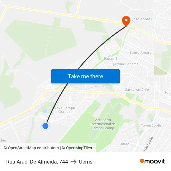 Rua Araci De Almeida, 744 to Uems map