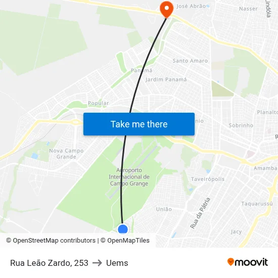 Rua Leão Zardo, 253 to Uems map