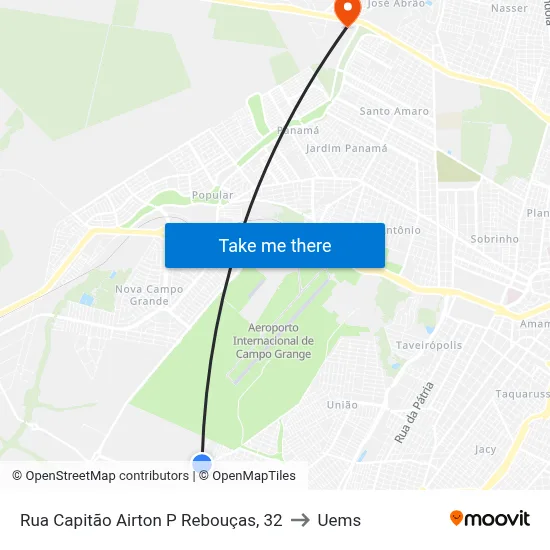 Rua Capitão Airton P Rebouças, 32 to Uems map
