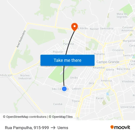 Rua Pampulha, 915-999 to Uems map