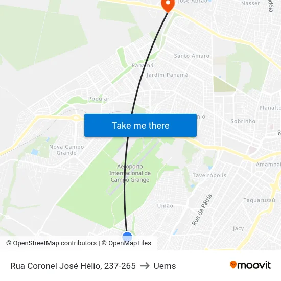 Rua Coronel José Hélio, 237-265 to Uems map