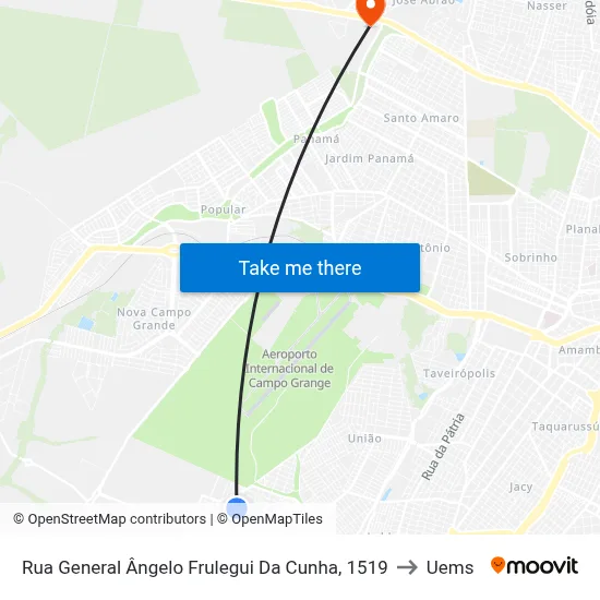 Rua General Ângelo Frulegui Da Cunha, 1519 to Uems map