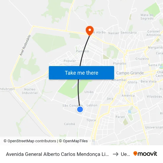 Avenida General Alberto Carlos Mendonça Lima, 1999-2201 to Uems map