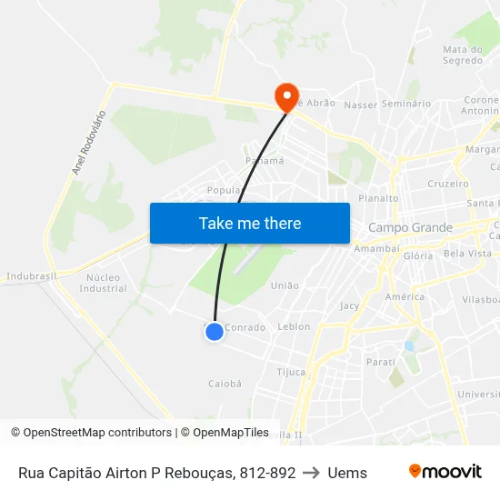 Rua Capitão Airton P Rebouças, 812-892 to Uems map