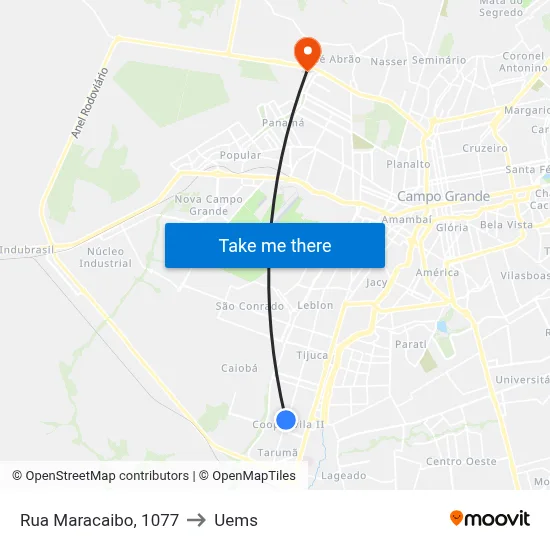 Rua Maracaibo, 1077 to Uems map
