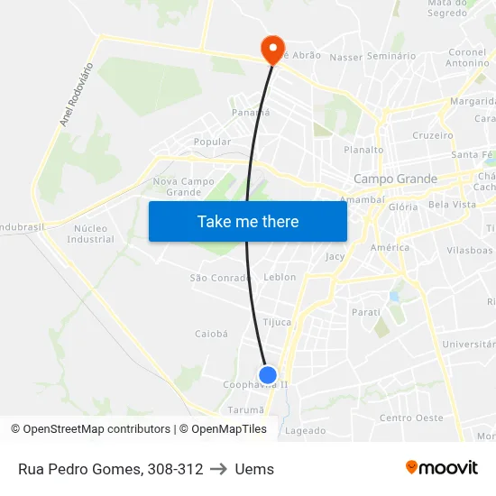 Rua Pedro Gomes, 308-312 to Uems map