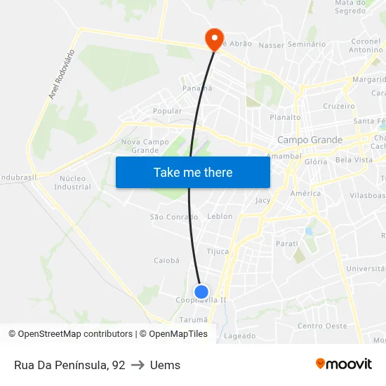 Rua Da Península, 92 to Uems map