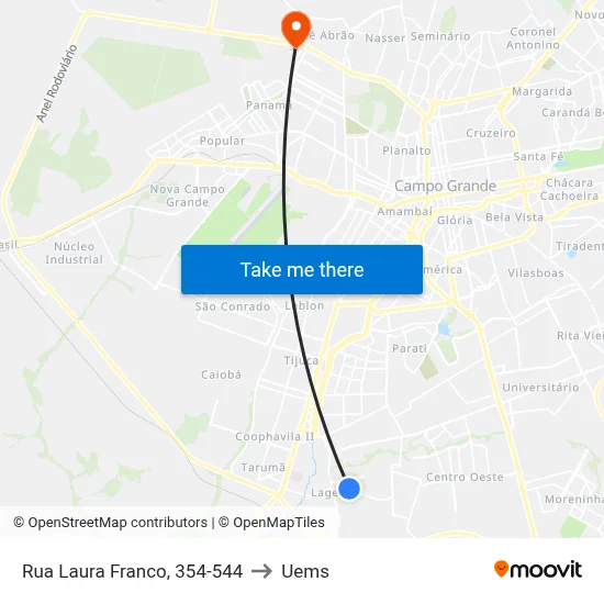 Rua Laura Franco, 354-544 to Uems map