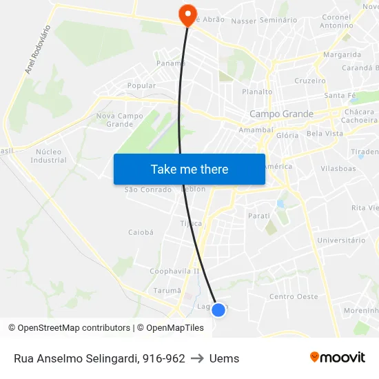Rua Anselmo Selingardi, 916-962 to Uems map