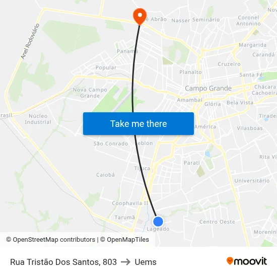 Rua Tristão Dos Santos, 803 to Uems map
