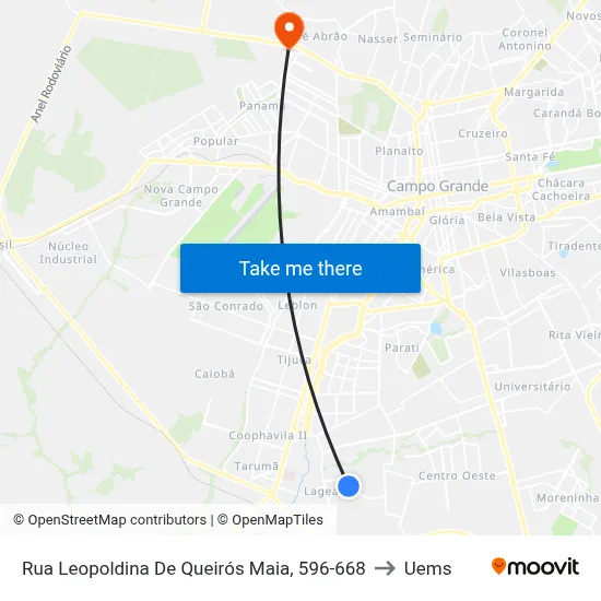 Rua Leopoldina De Queirós Maia, 596-668 to Uems map