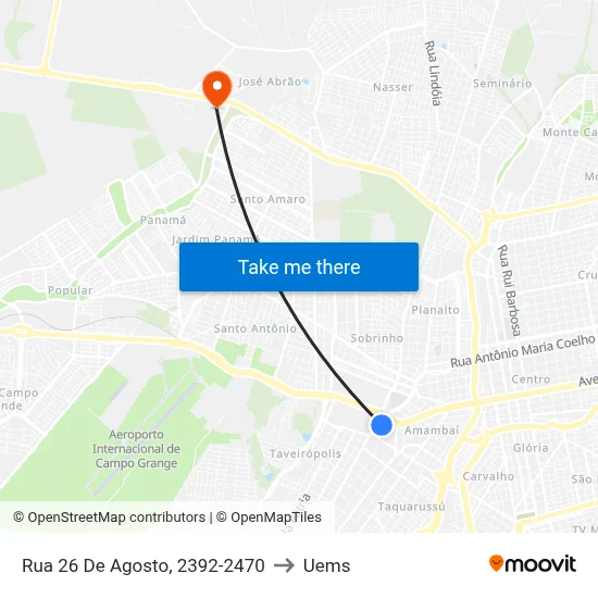Rua 26 De Agosto, 2392-2470 to Uems map