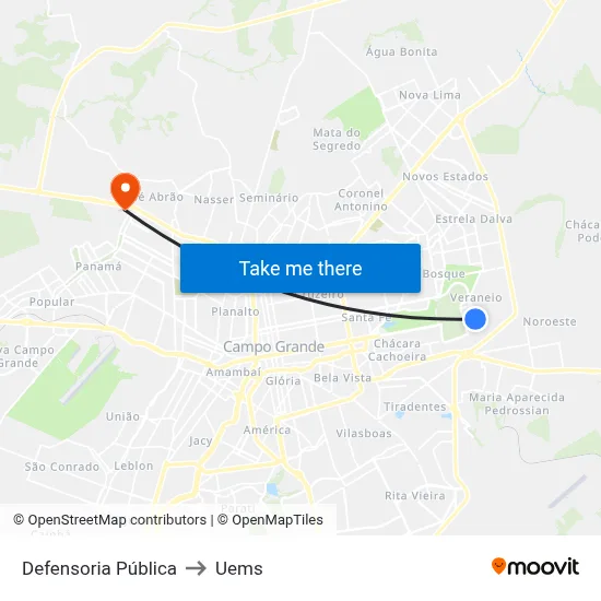 Defensoria Pública to Uems map