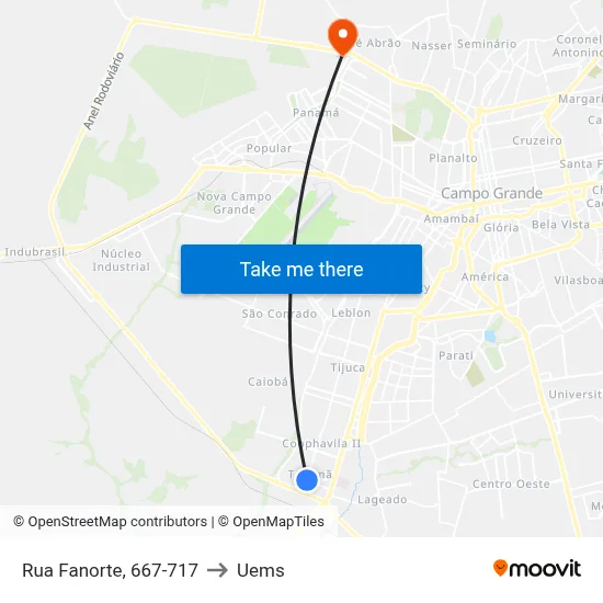 Rua Fanorte, 667-717 to Uems map