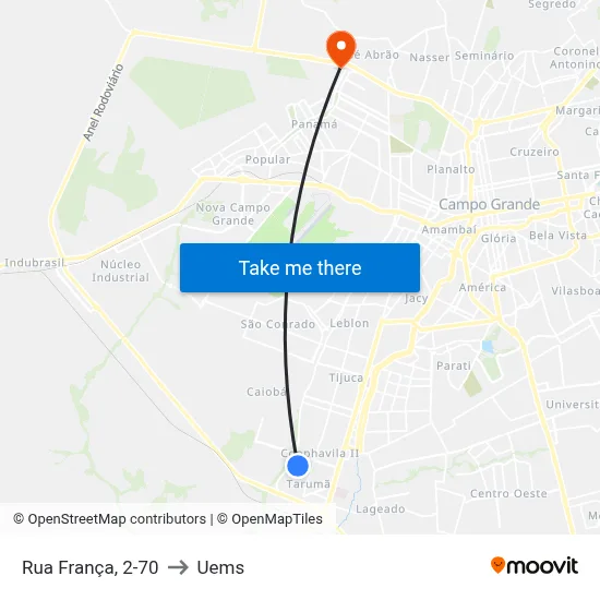 Rua França, 2-70 to Uems map