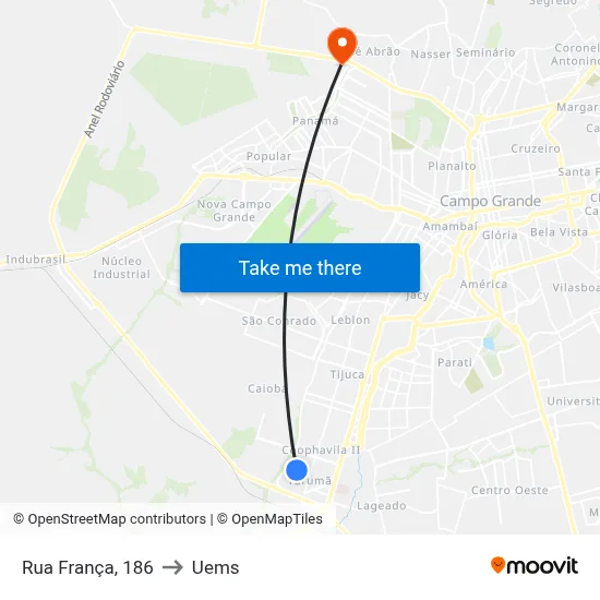Rua França, 186 to Uems map