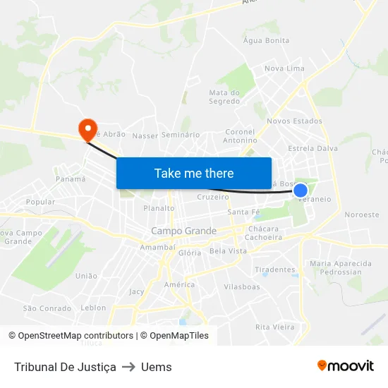 Tribunal De Justiça to Uems map