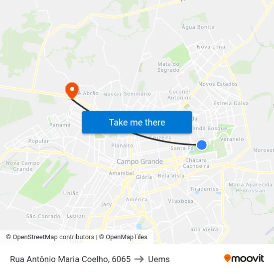 Rua Antônio Maria Coelho, 6065 to Uems map