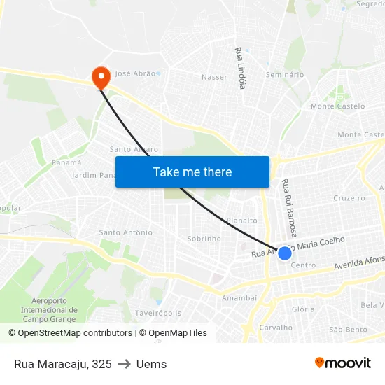 Rua Maracaju, 325 to Uems map