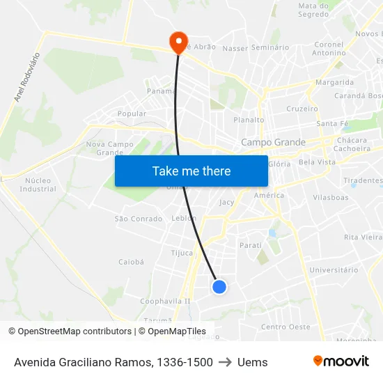 Avenida Graciliano Ramos, 1336-1500 to Uems map