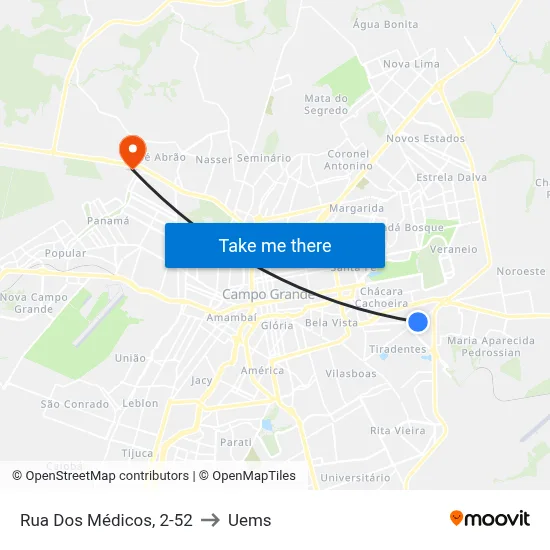 Rua Dos Médicos, 2-52 to Uems map
