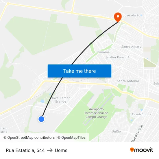 Rua Estaticia, 644 to Uems map