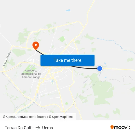Terras Do Golfe to Uems map