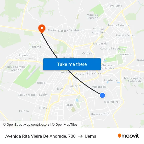 Avenida Rita Vieira De Andrade, 700 to Uems map