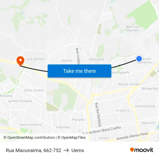 Rua Macunaíma, 662-752 to Uems map