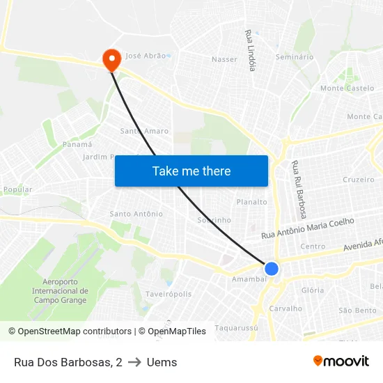 Rua Dos Barbosas, 2 to Uems map